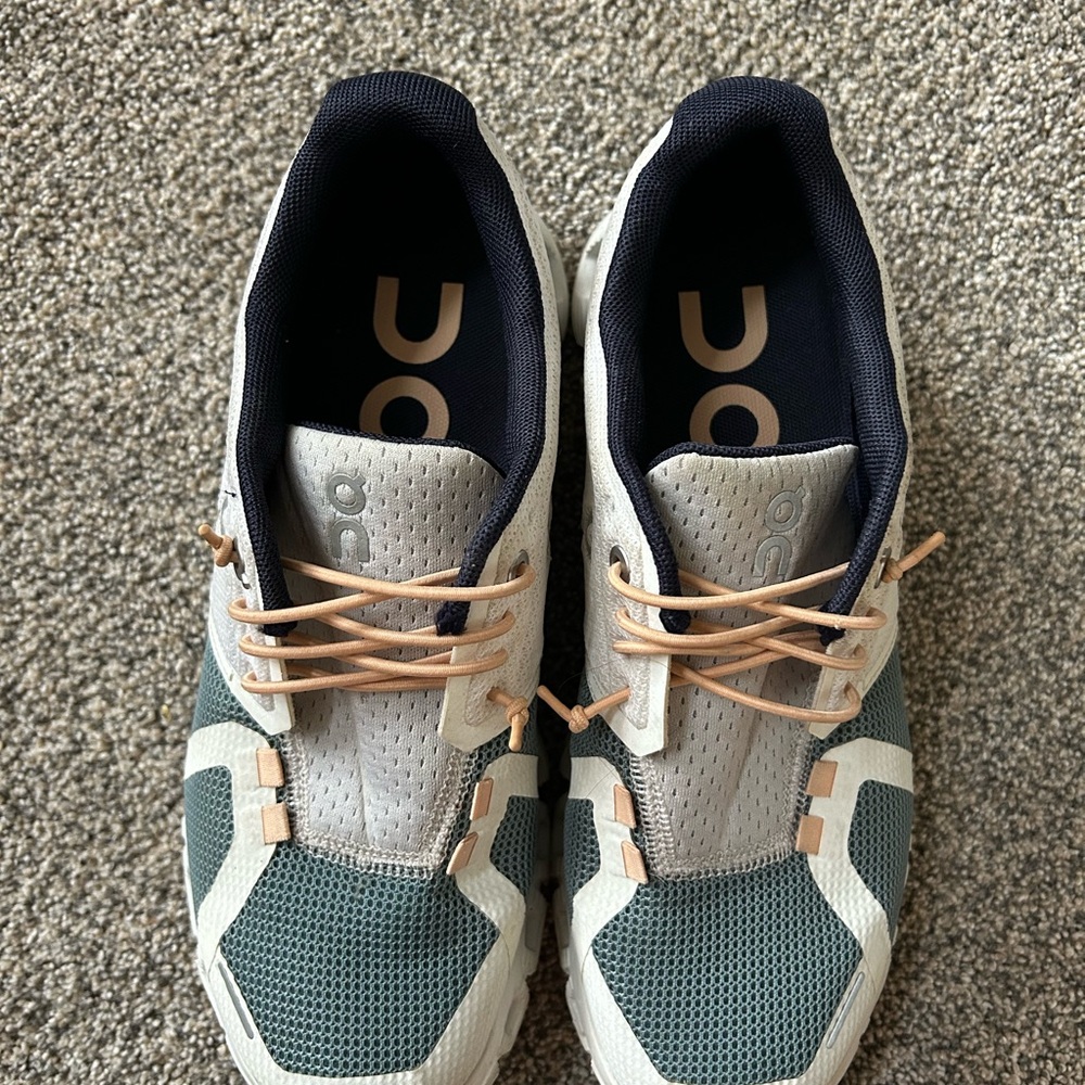 On Running Cloud 5 White and teal Sneakers - Picture 3 of 8